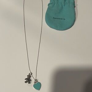 Tiffany & Co. Silver Necklace with Heart and Bear Charms